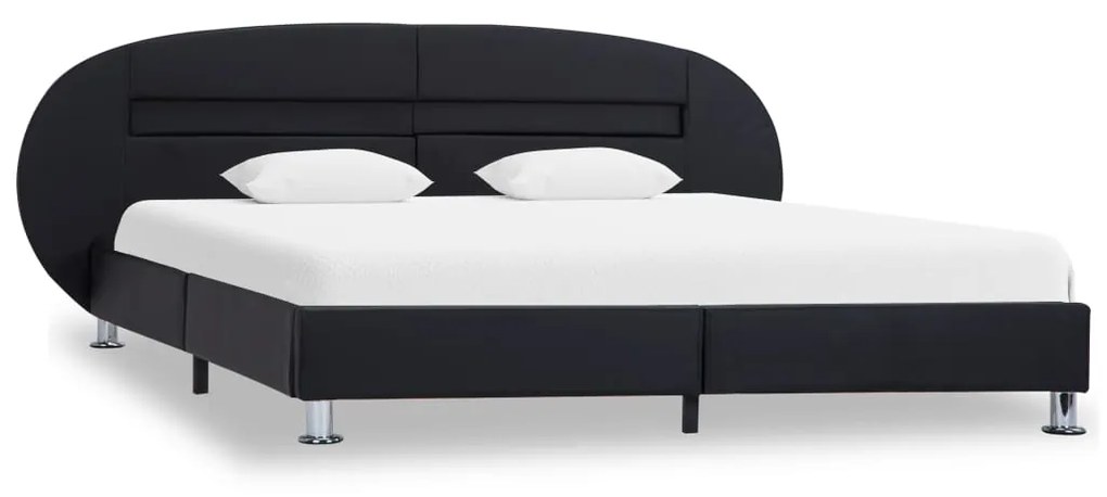 Estrutura de cama c/ LEDs 180x200 cm couro artificial preto