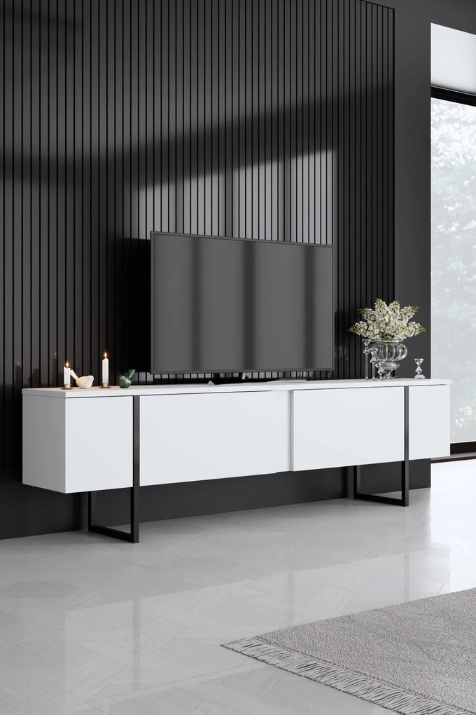 Conjunto de Mobiliário de Sala de Estar Luxe – Branco e Preto – Consol