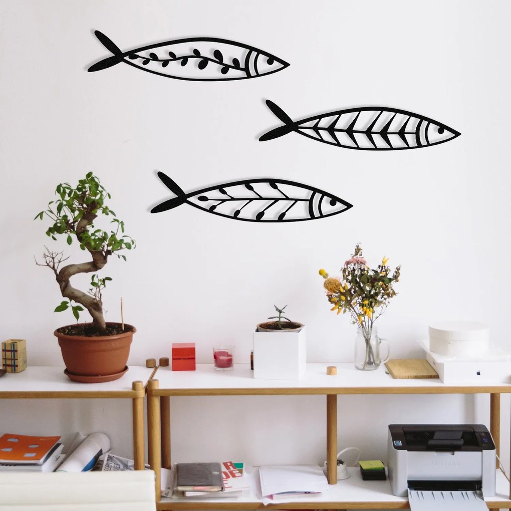 Acessório Decorativo de Parede Hamsi – Preto – 32 x 8 cm (3 Peças)