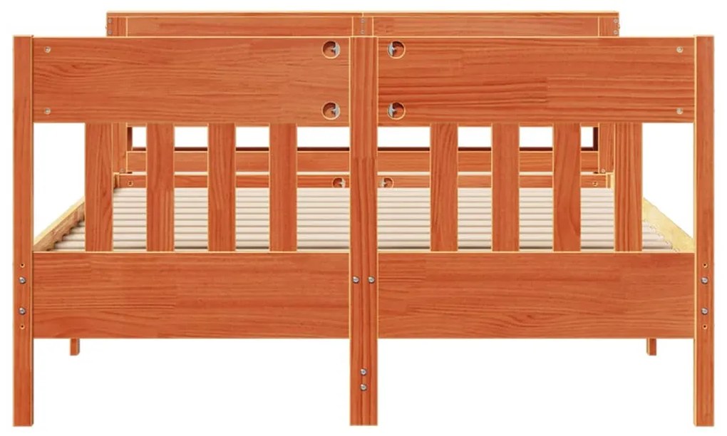 Cama sem colchão 140x190 cm pinho maciço castanho-mel