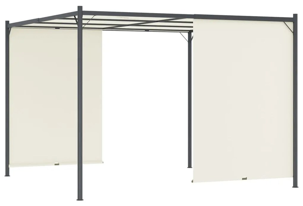 Pérgola com toldo ajustável 3 x 3 m aço branco nata