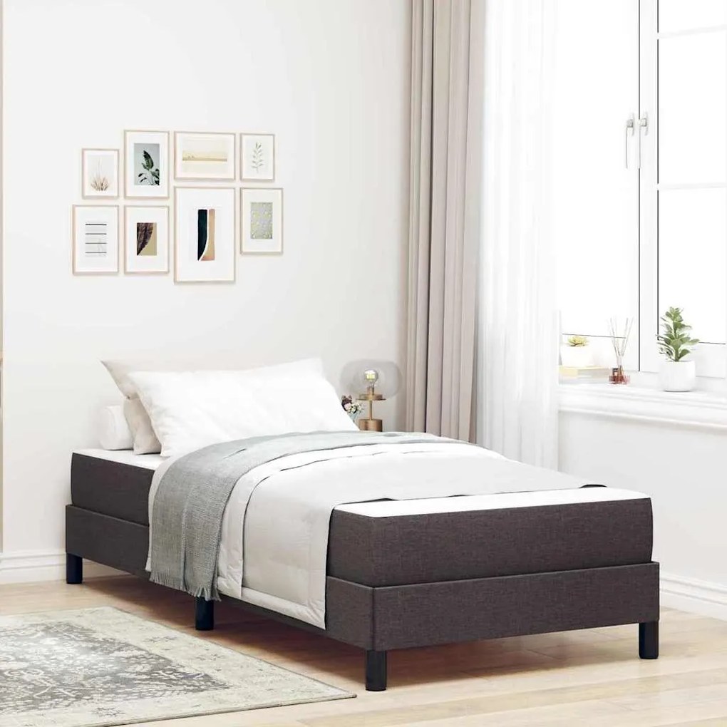 vidaXL Cama Box com colchão Marrom Escuro 90 x 200 cm tecido