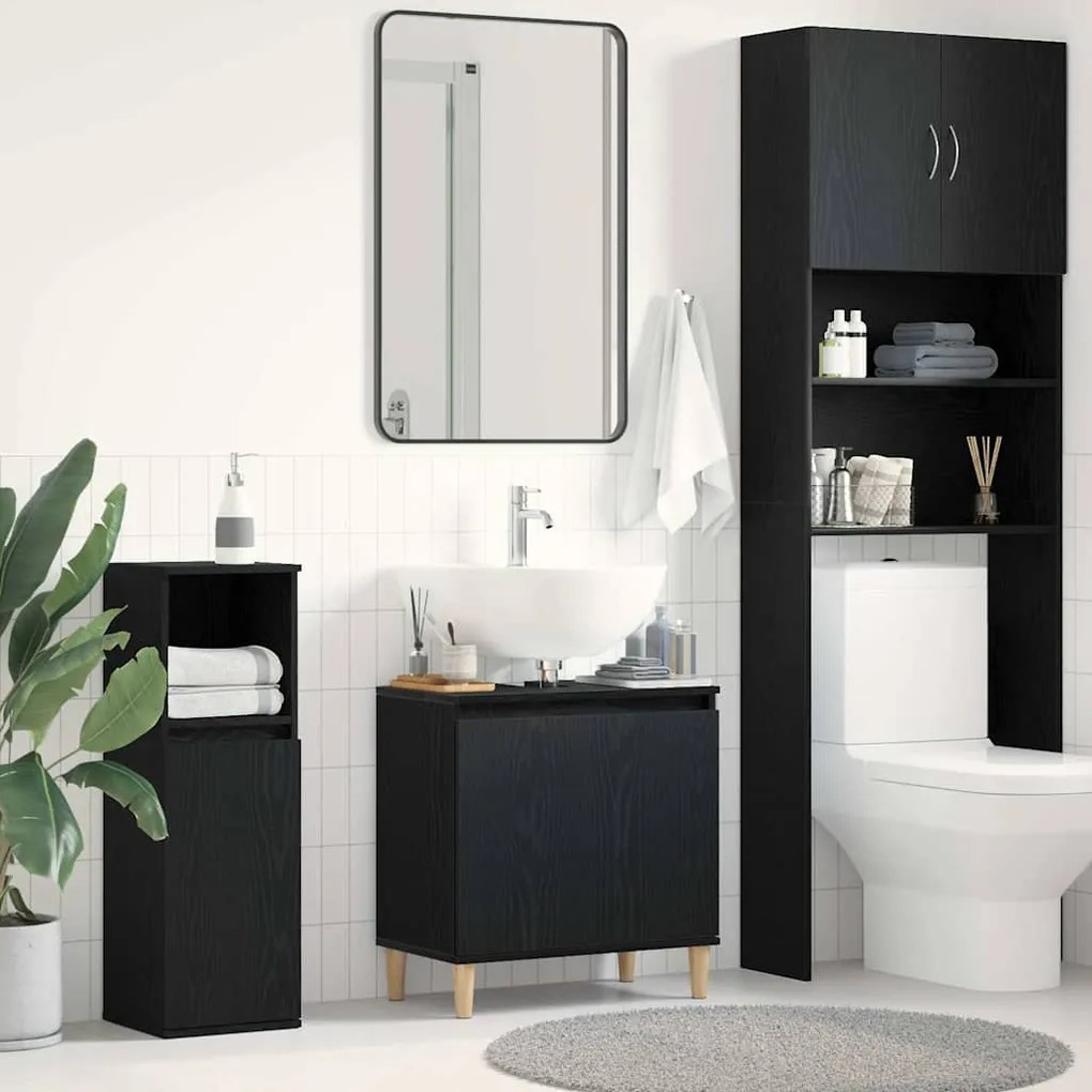 Gabinete de Pia vidaXL Preto Carvalho 58x33x60 cm Madeira Engenharia