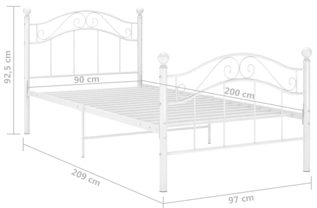 Estrutura de cama metal 90x200 cm branco