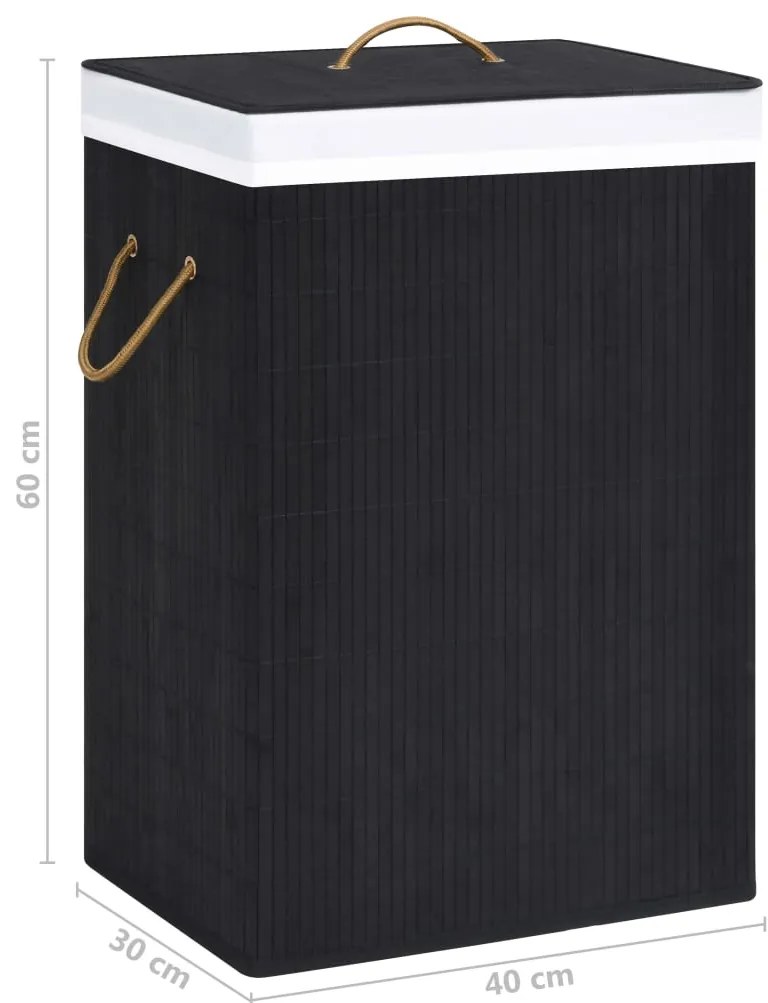 Cesto para roupa suja c/ 2 secções 72 L bambu preto