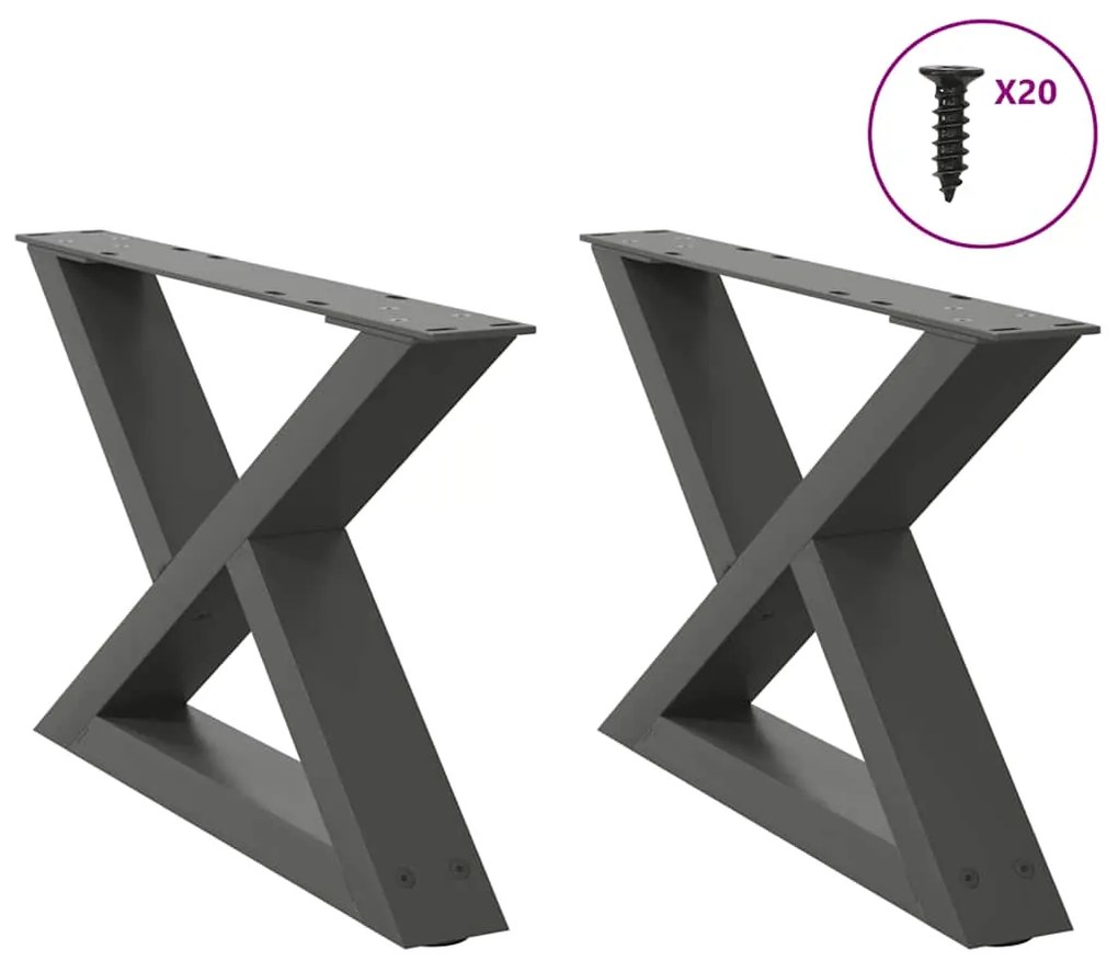 Pés para mesa de centro 2 peças antracite 60x(30-31,3) cm aço