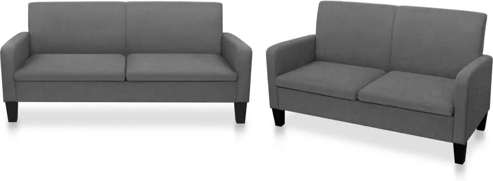 Conjunto de sofás 2 pcs tecido cinzento-escuro
