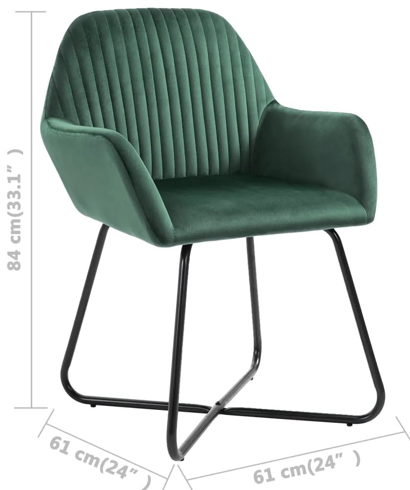 Cadeiras de jantar 6 pcs veludo verde