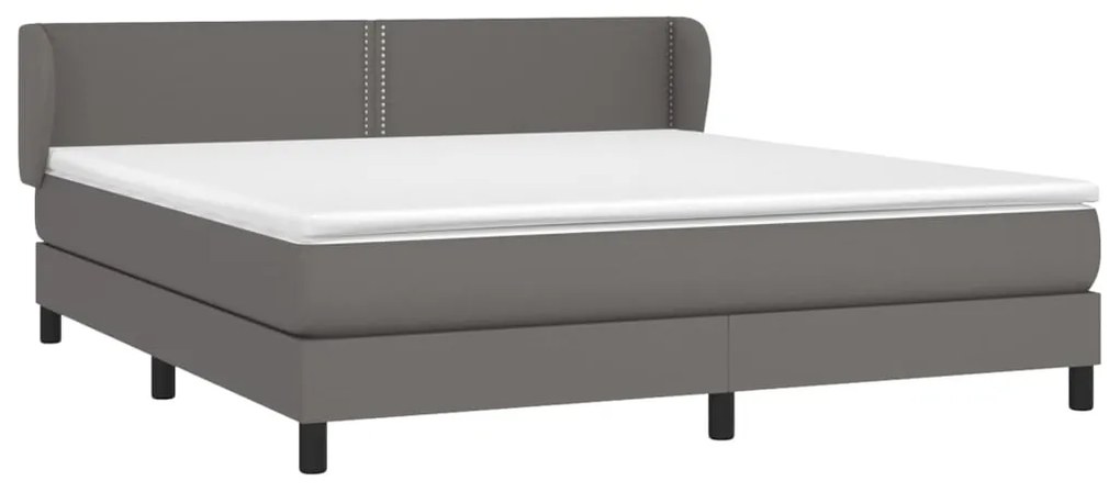 Cama com molas/colchão 160x200 cm couro artificial cinzento