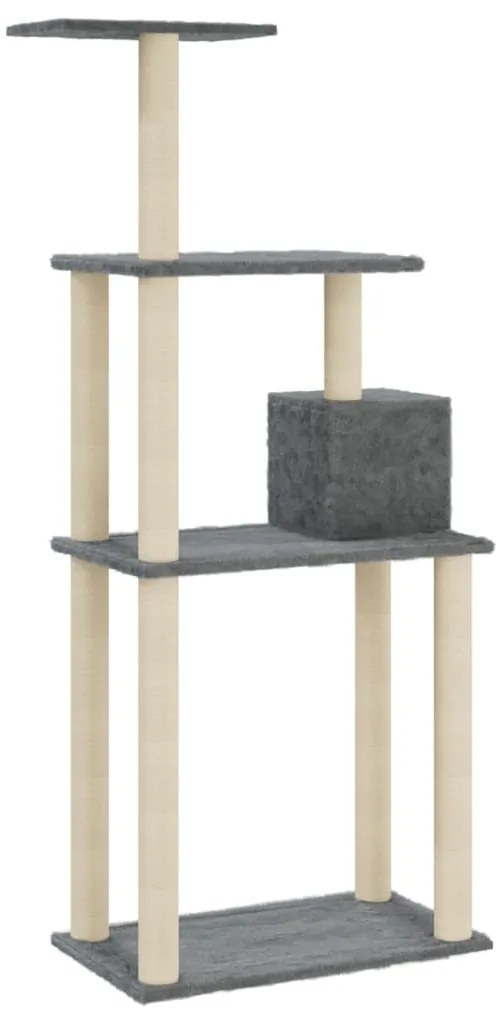 Árvore p/ gatos c/ postes arranhadores sisal 147cm cinza-escuro