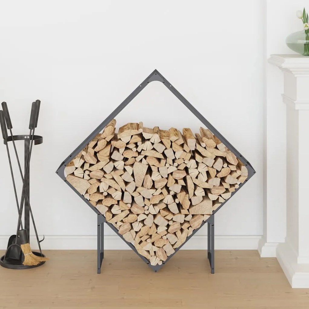 Suporte para lenha 100x25x100 cm aço laminado a frio antracite