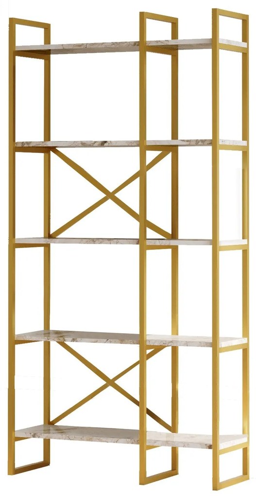 Estante VG4 – Mármore Branco e Dourado – 87,5x175x30 cm