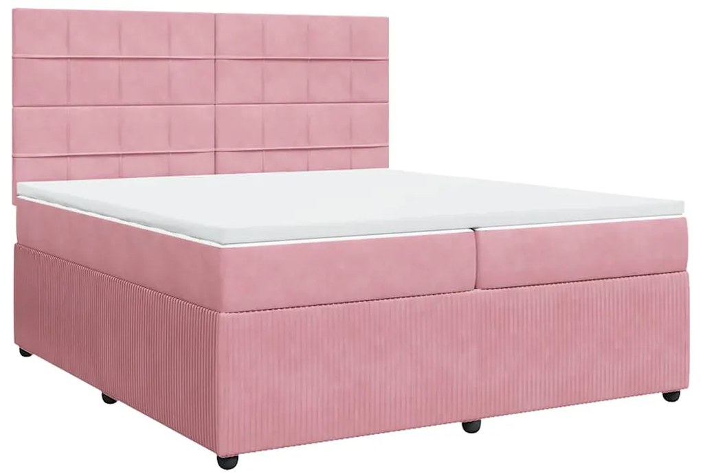 Cama com molas/colchão 200x200 cm veludo rosa