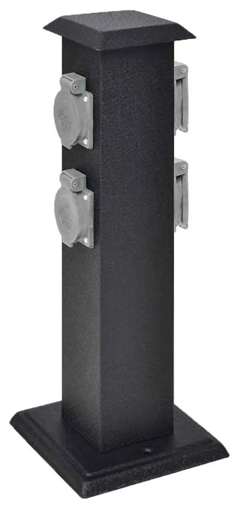 41233 vidaXL Pilar de Tomadas de Energia para Jardim Preto