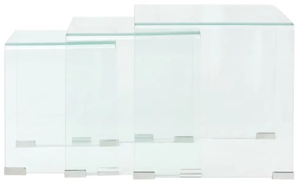Conjunto mesas de encastrar 3 pcs vidro temperado transparente