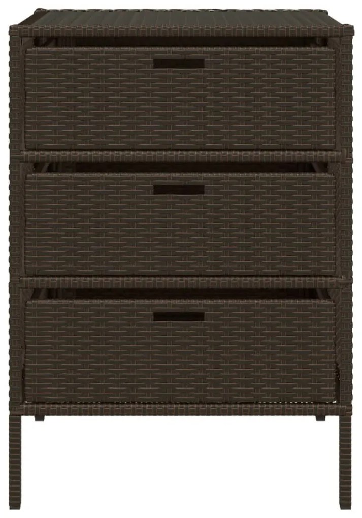 Armário de arrumação para jardim 55x59x80 cm vime PE castanho