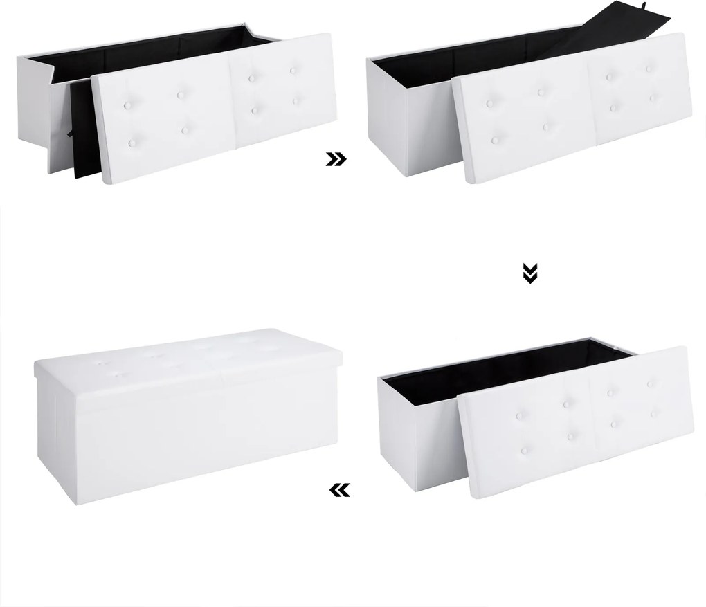 Banco dobrável com espaço de arrumação 80 x 40 x 40 cm Branco