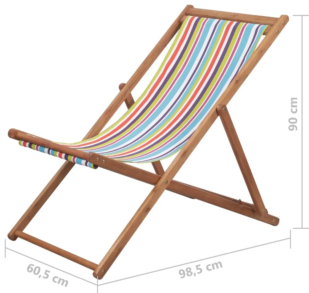 Cadeira de praia dobrável tecido estrutura madeira multicolor