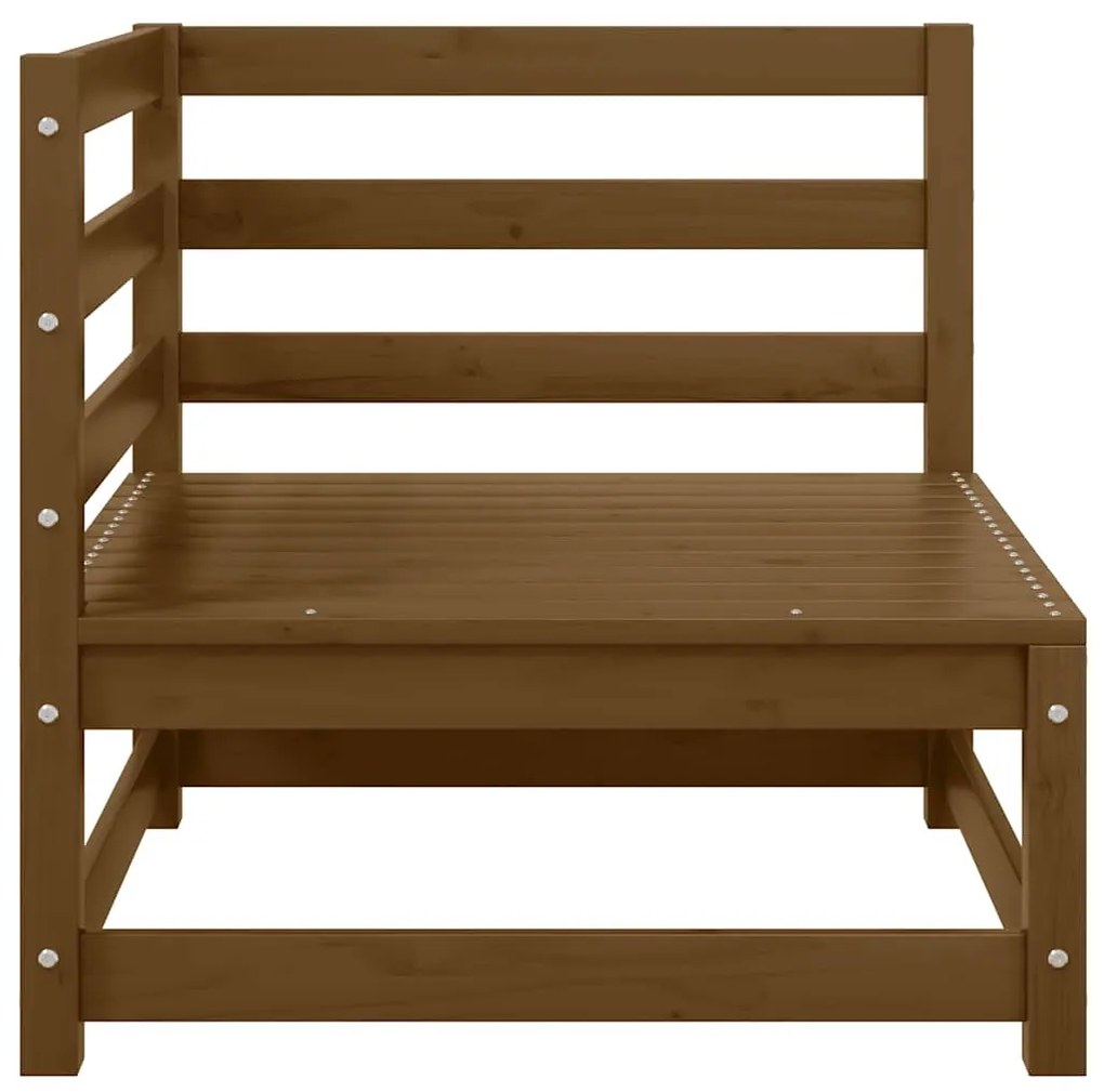 3 pcs conjunto lounge de jardim pinho maciço castanho mel