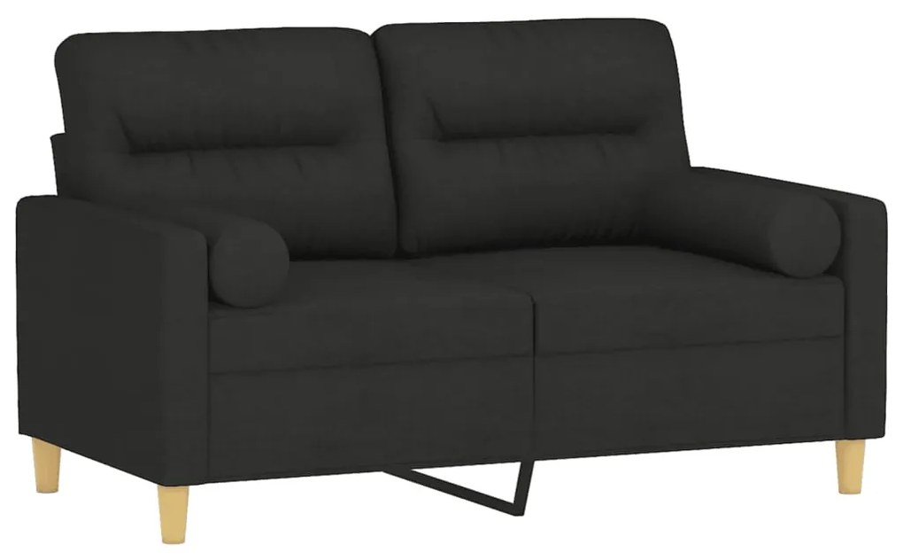 Sofá 2 lugares + almofadas decorativas 120 cm tecido preto