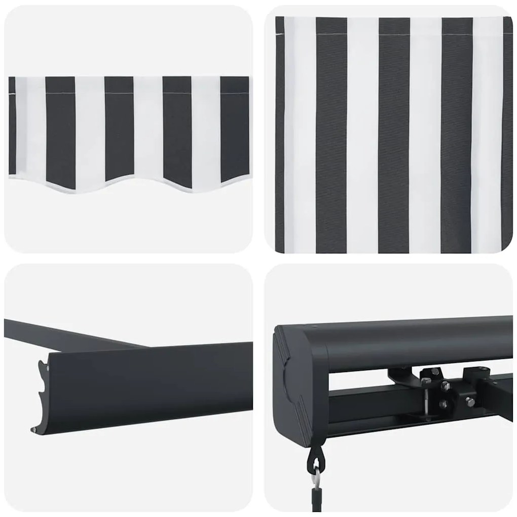 Toldo retrátil 4x3 m tecido e alumínio antracite e branco