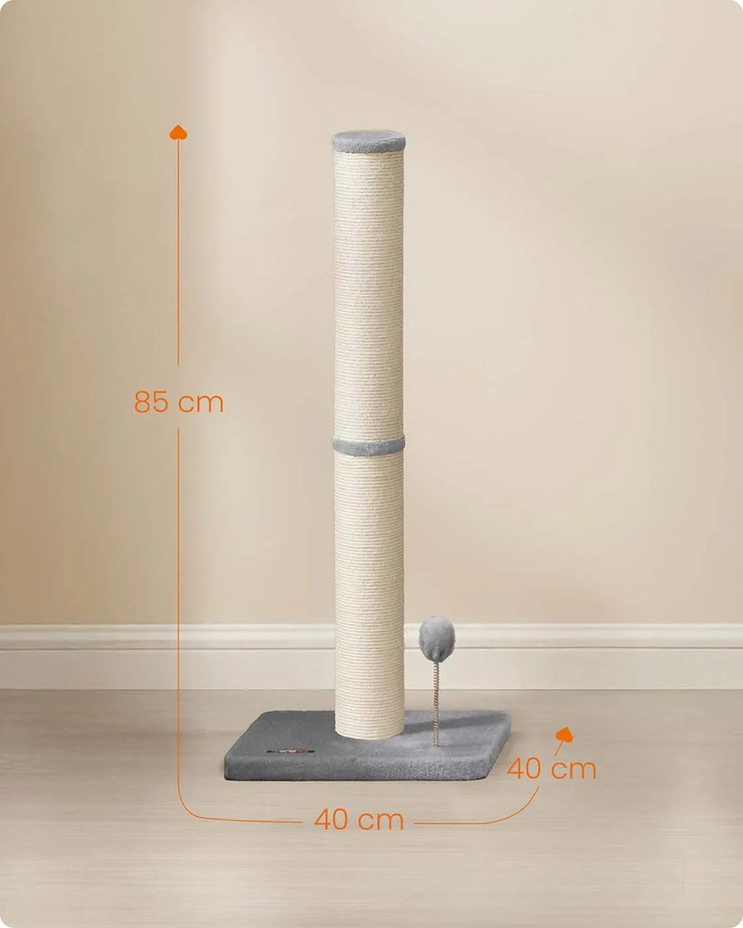 Arranhador para gatinhos e gatos adultos normais 40 x 40 x 85 cm cinzento