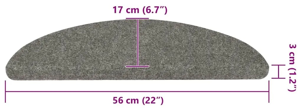 Tapetes de escada adesivos 20 pcs 56x17x3 cm cinzento