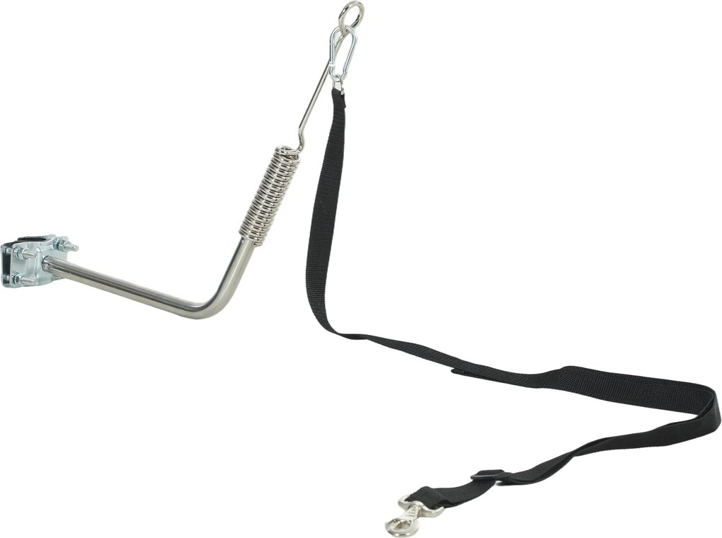 Trela para cães para andar de bicicleta, 180 cm, em aço inoxidável, fixação rápida, mola amortecedora, correia ajustável, prateada