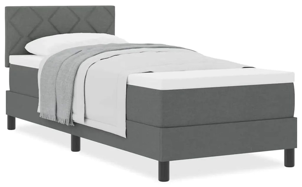 Cama Box com Colchão Cinza Escuro 80x200 cm Tecido