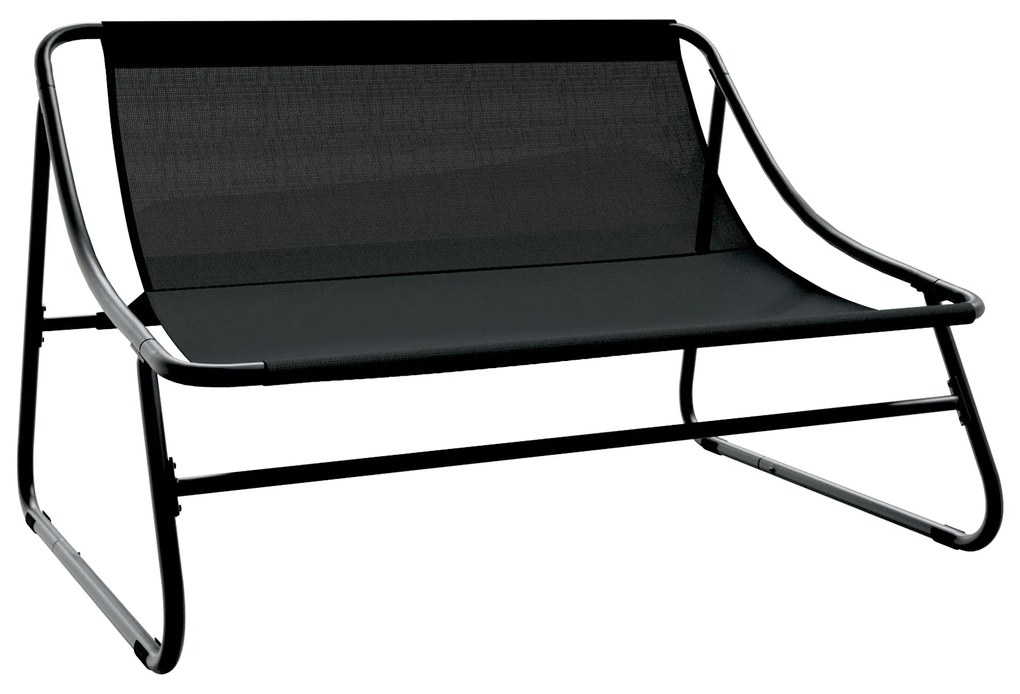 Banco de Jardim com Almofada Preto 110x80x71 cm Aço