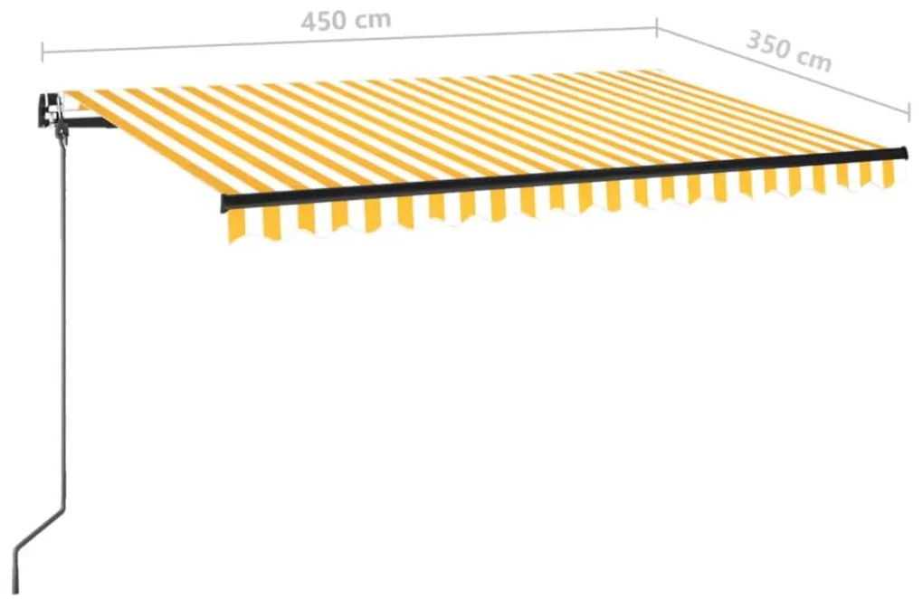 Toldo retrátil manual 450x350 cm amarelo e branco