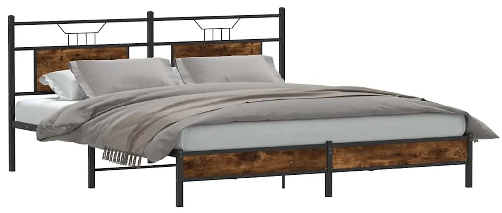 Estrutura de cama sem colchão 160x200 cm carvalho fumado
