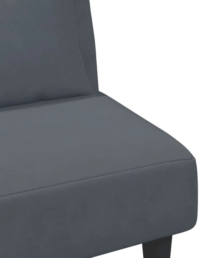 2 pcs conjunto de sofás com almofadas veludo cinzento-escuro