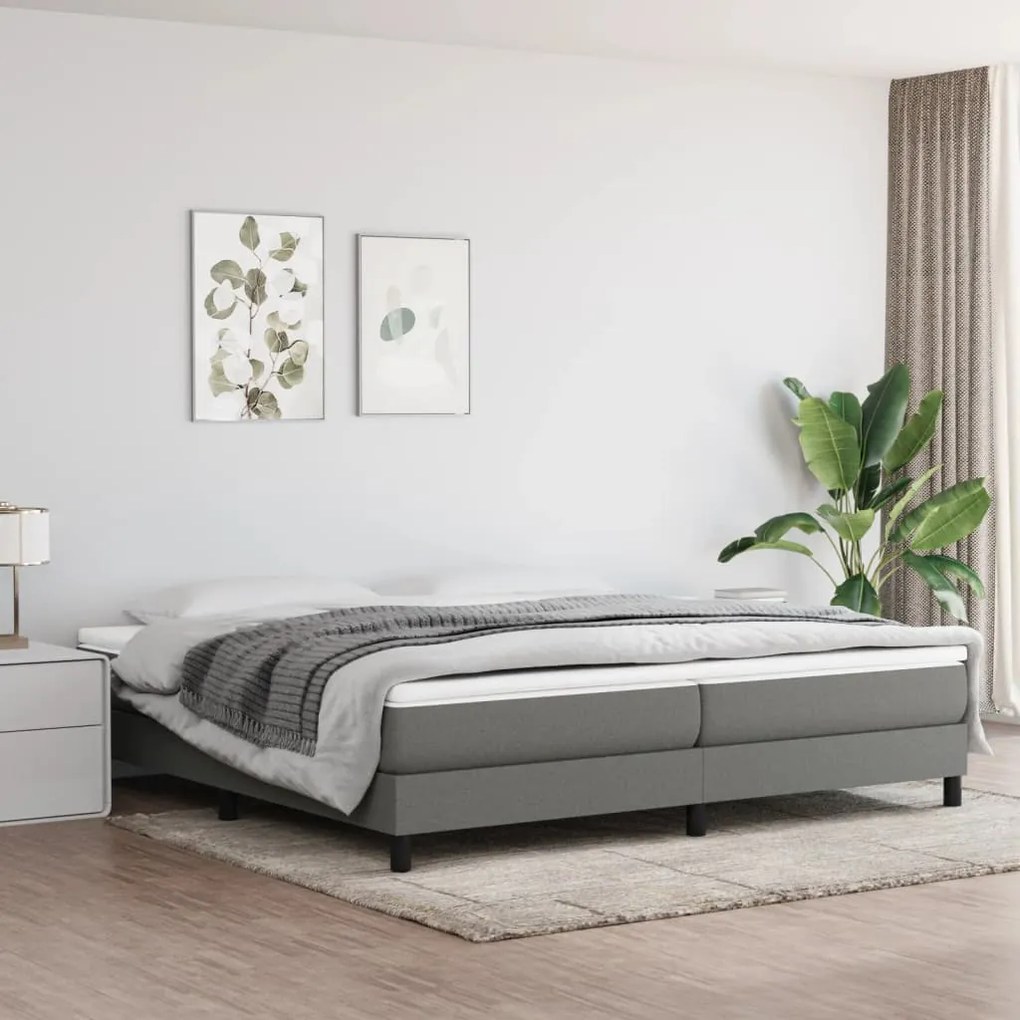 Estrutura de cama sem colchão 200x200 cm tecido cinzento-escuro