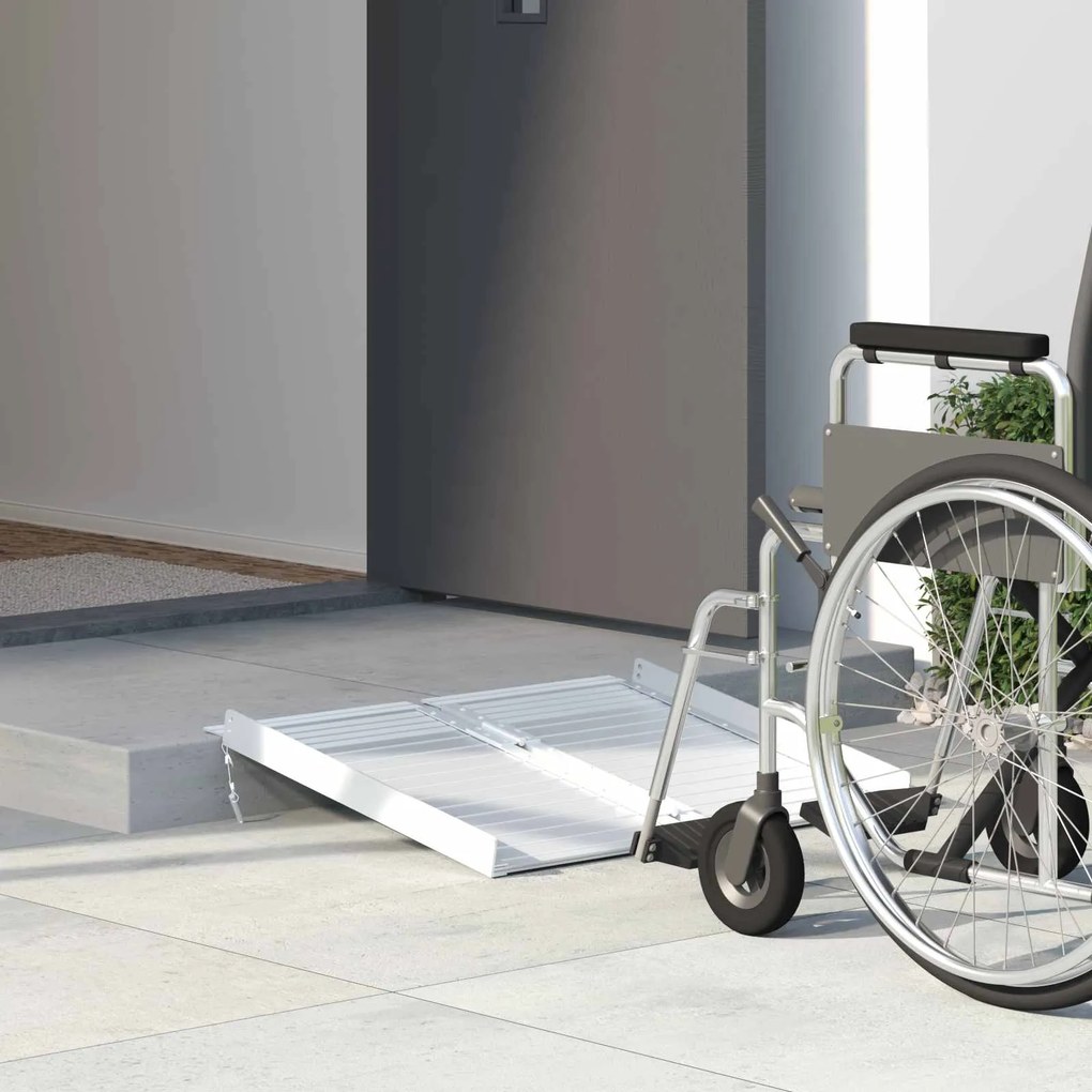 vidaXL Rampa para Cadeira de Rodas 270 kg Prateado 62 x 73 x 5 cm