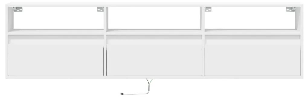 Móvel de parede para TV com luzes LED 180x31x45 cm branco