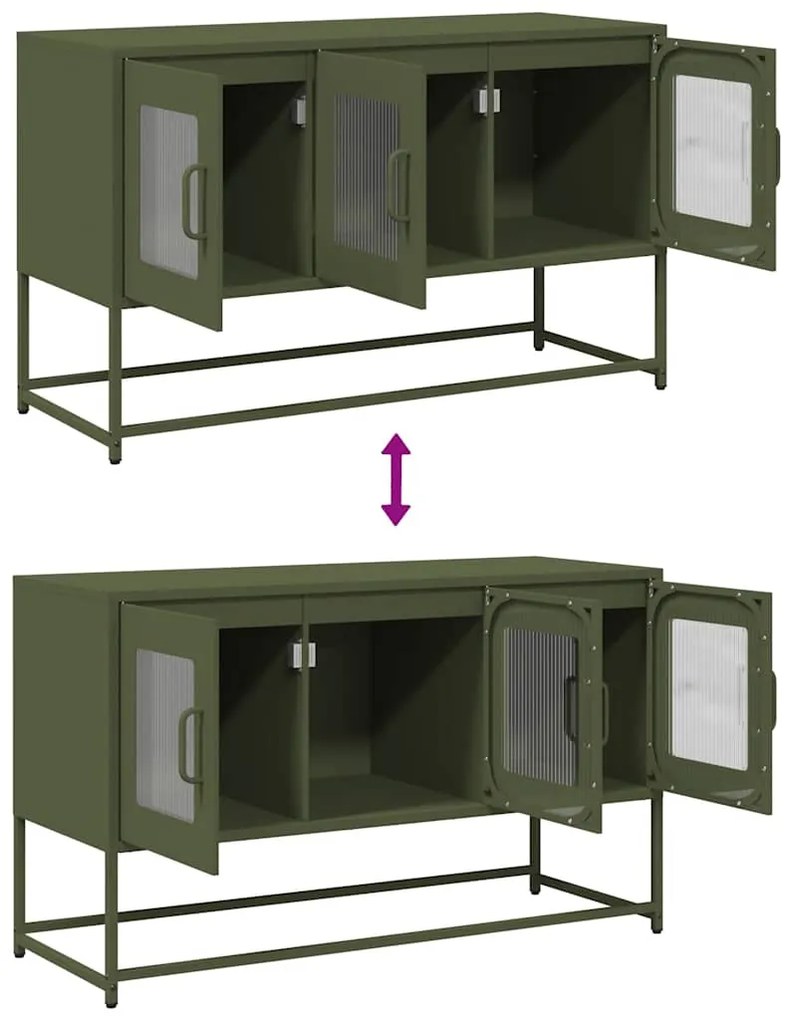 Móvel de TV 100,5x39x60,5 cm aço laminado a frio verde-azeitona