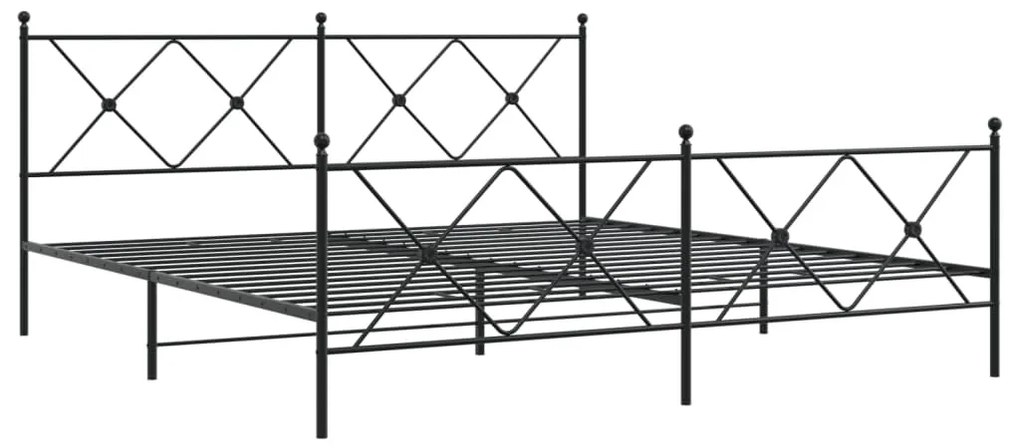 Estrutura de cama com cabeceira e pés 183x213 cm metal preto