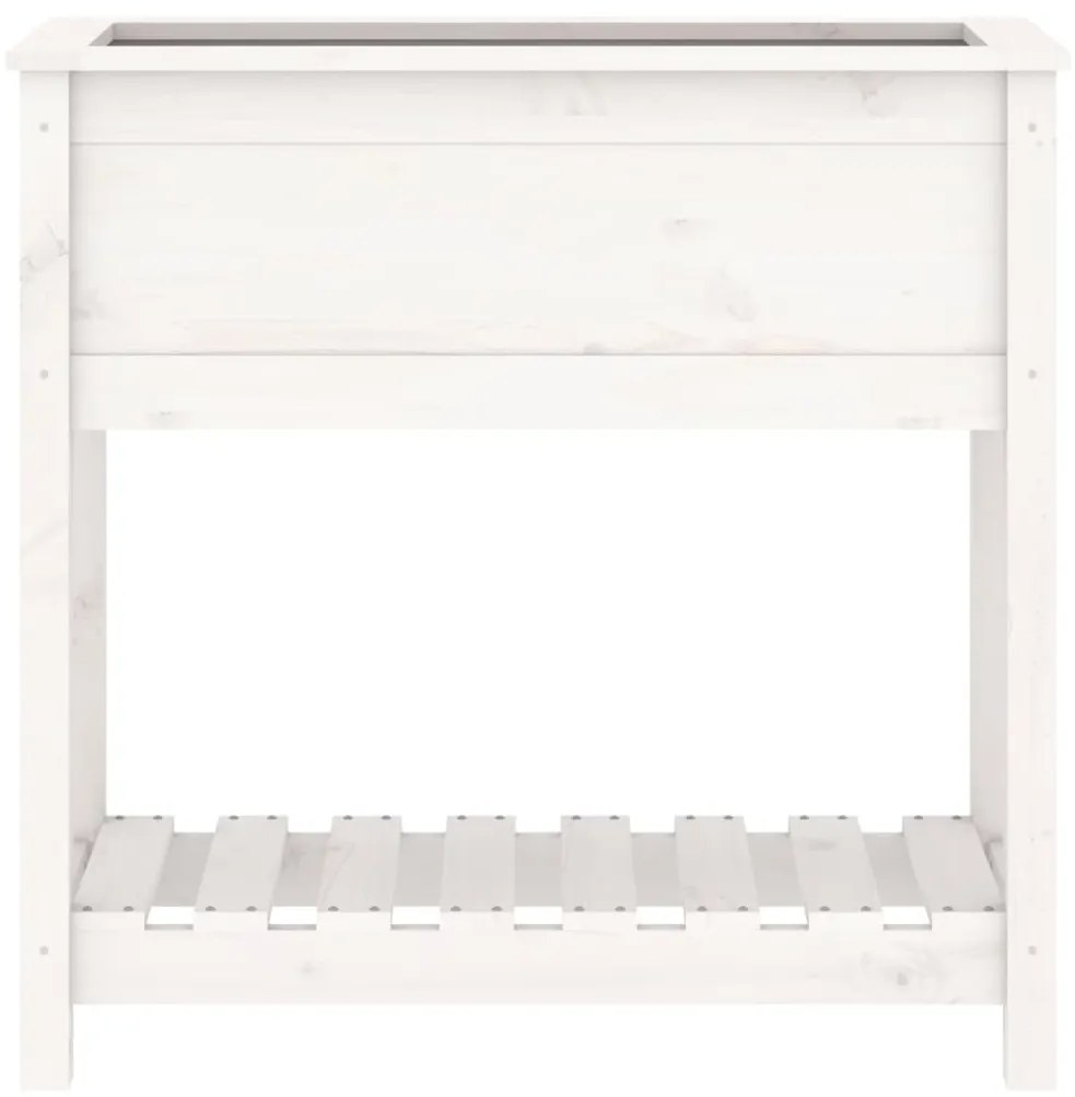 Vaso/floreira com prateleira 82,5x34,5x81cm pinho maciço branco