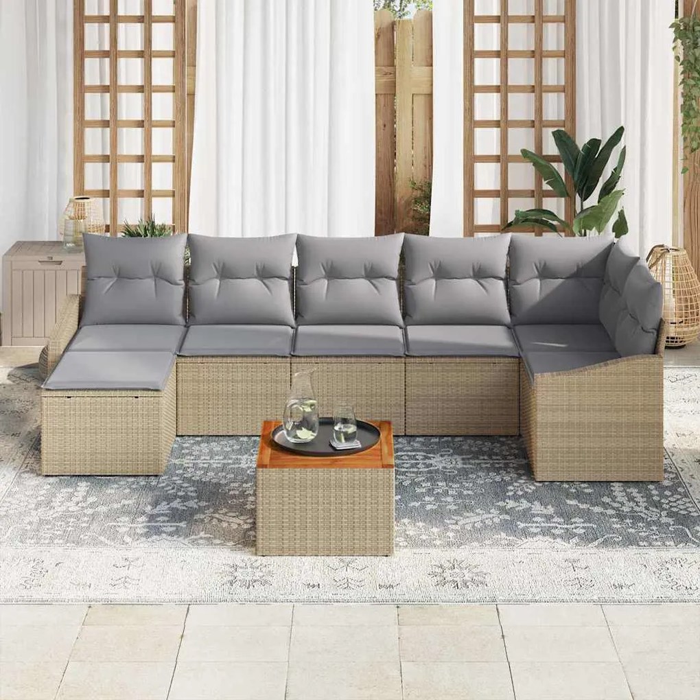 Conjunto de Sofás de Jardim 8 pcs Bege, cinza claro