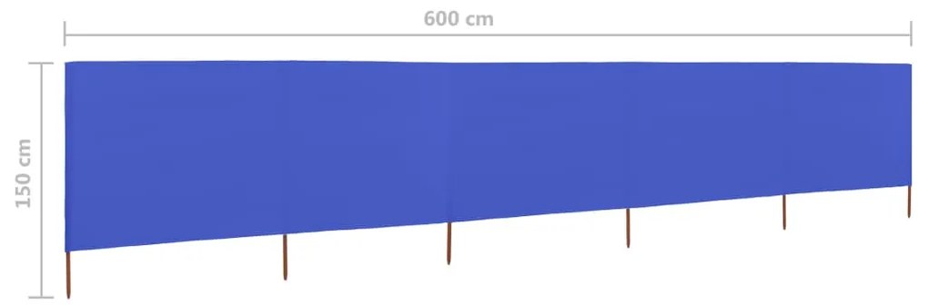 Para-vento com 5 painéis em tecido 600x120 cm azul-ciano