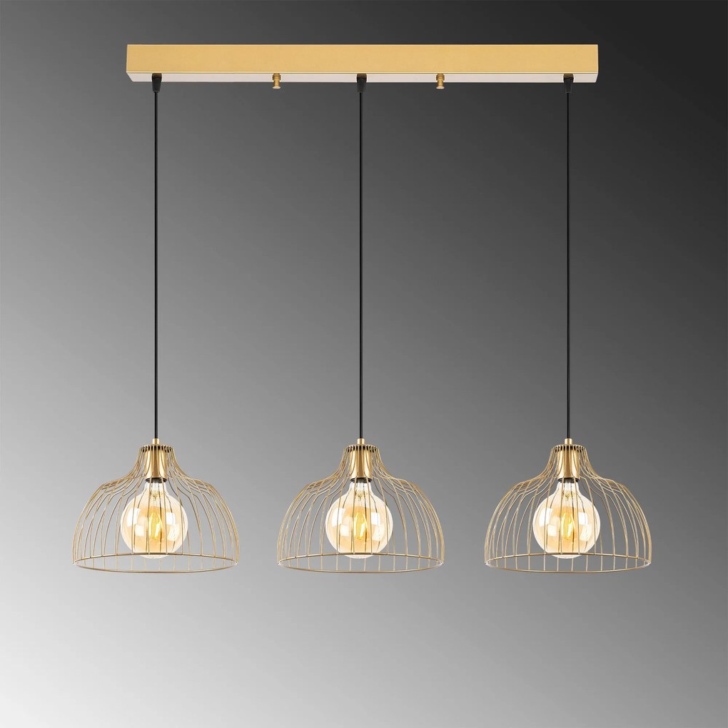Chandelier Kozan – Dourado Brilhante – 101 x 28 x 126 cm