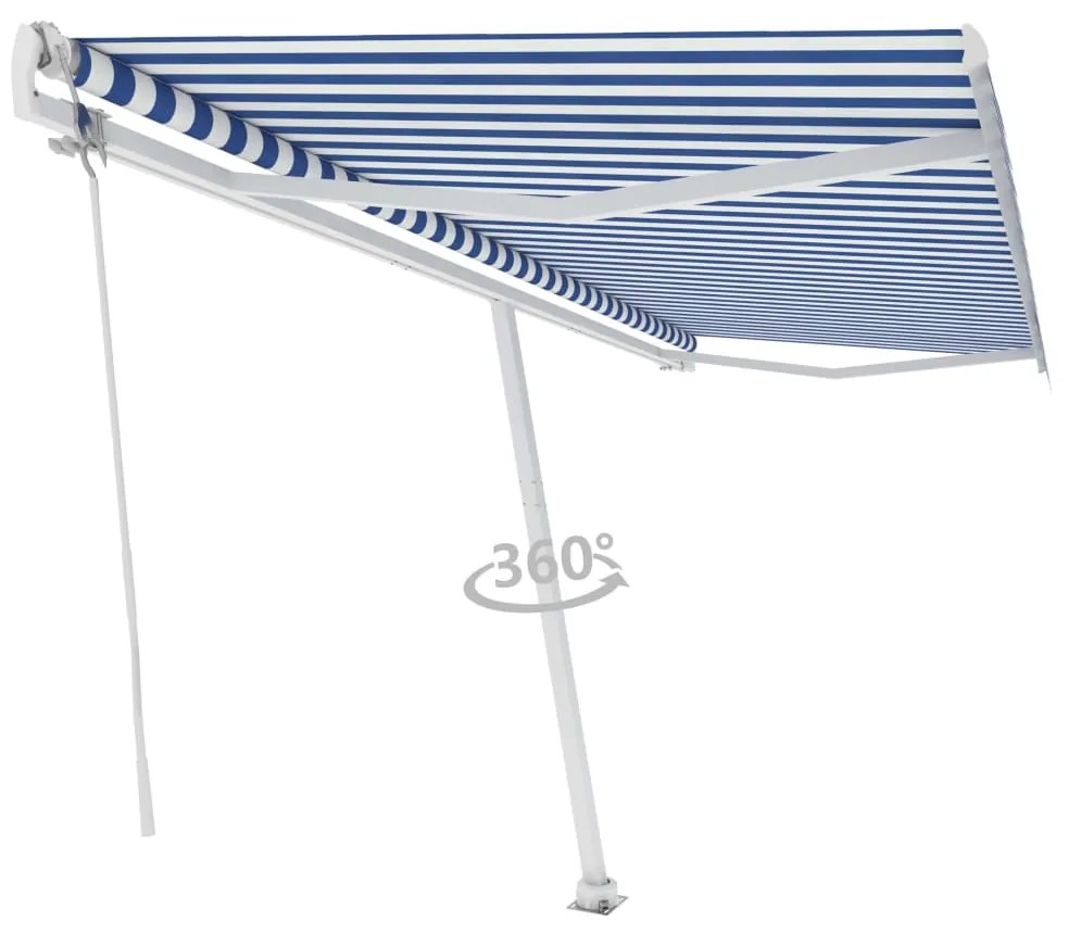 Toldo automático independente 500x300 cm azul e branco