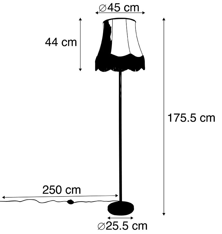 Candeeiro de pé clássico preto com abajur cinzento Granny B - Simplo Moderno