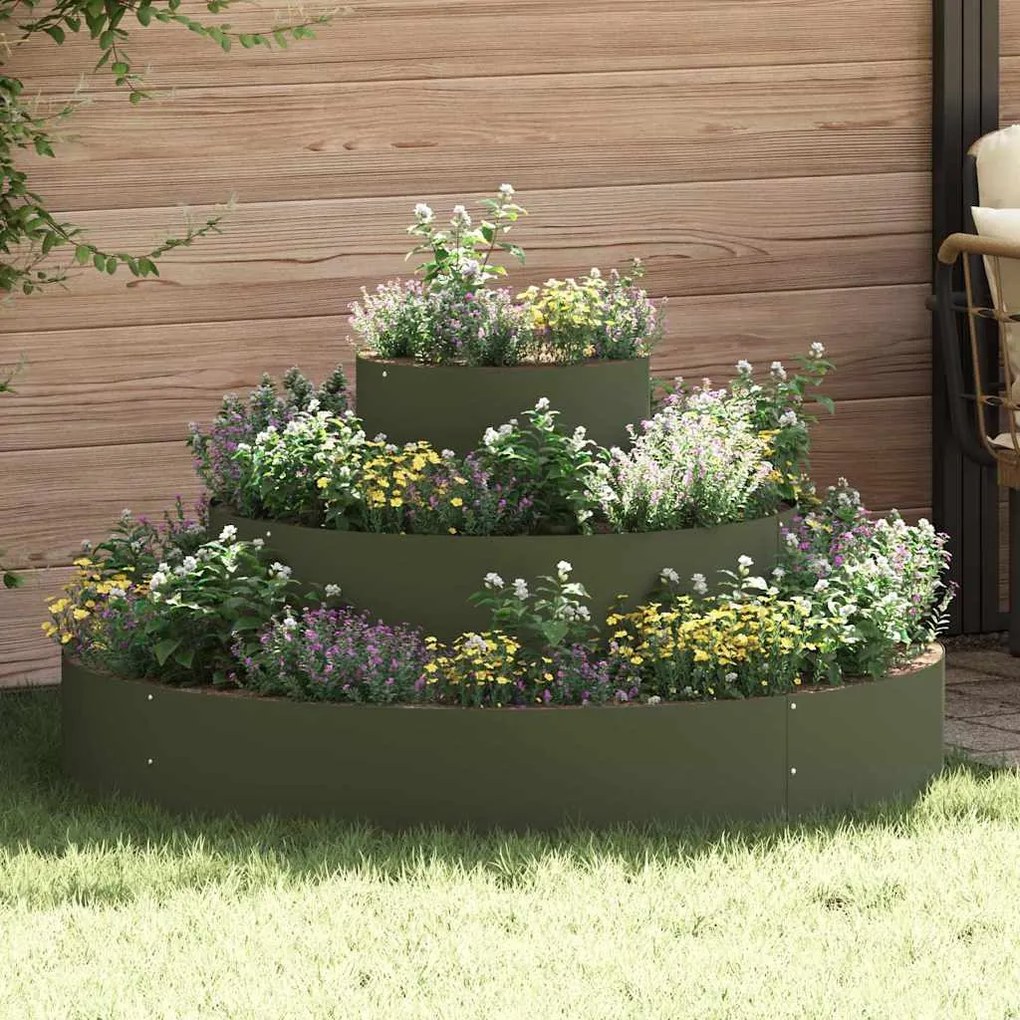 vidaXL Vaso de Jardim Verde-oliva 120 x 120 x 20 cm Aço