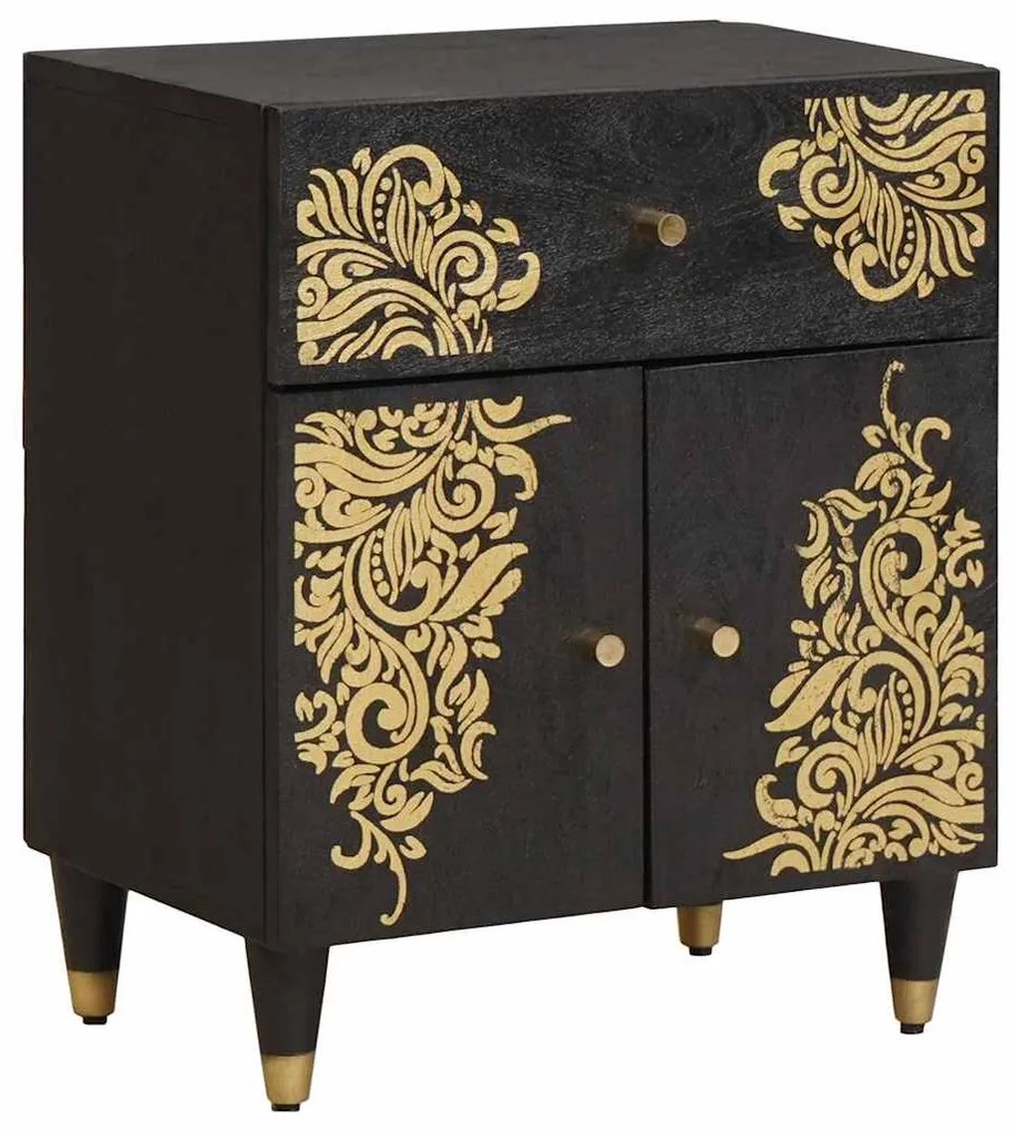 vidaXL Mesa de cabeceira com porta com gaveta Preto 50 x 33 x 60 cm