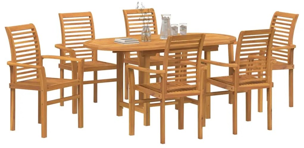 Conjunto de Jantar para Jardim com 7 Peças em Madeira Teak.