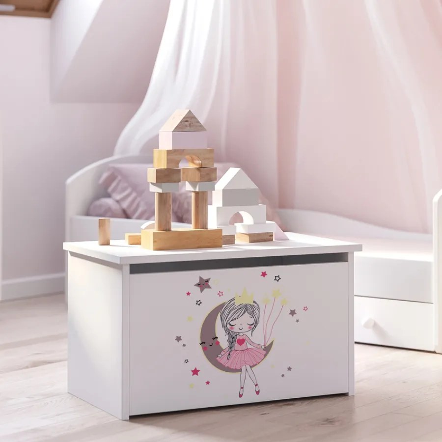 Baú de brinquedos Daria branco - princesa adormecida