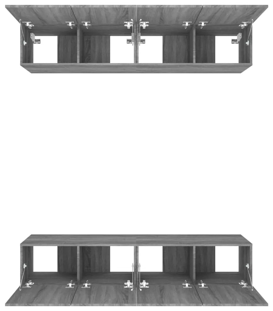 Móveis TV 4 pcs 80x30x30cm derivados de madeira cinzento sonoma