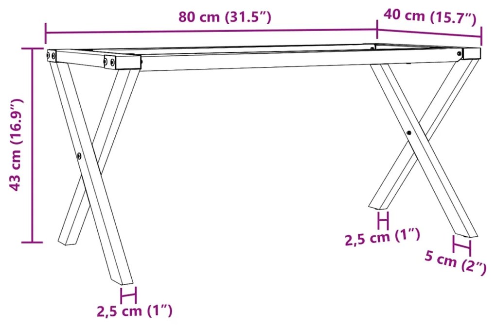 Pernas para mesa de centro estrutura em X aço